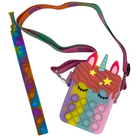 Rainbow Unicorn Pop-It Purse - Picture 2 of 6